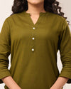 Olive Green Breathable Linen Long Kurta