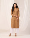 Brown Breathable Linen Long Kurta