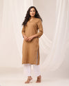 Brown Breathable Linen Long Kurta