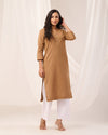 Brown Breathable Linen Long Kurta