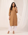 Brown Breathable Linen Long Kurta