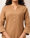 Brown Breathable Linen Long Kurta