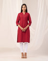 Maroon Breathable Linen Long Kurta
