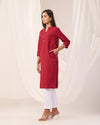 Maroon Breathable Linen Long Kurta