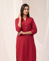 Maroon Breathable Linen Long Kurta