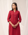 Maroon Breathable Linen Long Kurta