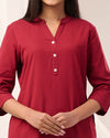 Maroon Breathable Linen Long Kurta