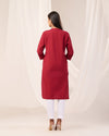 Maroon Breathable Linen Long Kurta