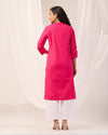 Hot Pink Breathable Linen Long Kurta