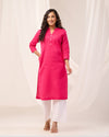 Hot Pink Breathable Linen Long Kurta