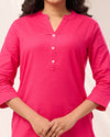 Hot Pink Breathable Linen Long Kurta