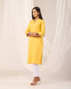 Yellow Breathable Linen Long Kurta