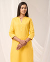 Yellow Breathable Linen Long Kurta