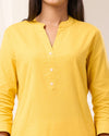 Yellow Breathable Linen Long Kurta