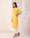 Yellow Breathable Linen Long Kurta