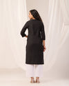 Black Breathable Linen Long Kurta