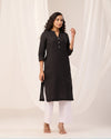 Black Breathable Linen Long Kurta