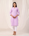 Lilac Breathable Linen Long Kurta