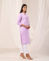 Lilac Breathable Linen Long Kurta