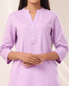 Lilac Breathable Linen Long Kurta