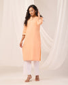 Peach Breathable Linen Long Kurta