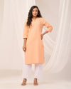 Peach Breathable Linen Long Kurta