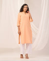 Peach Breathable Linen Long Kurta