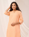 Peach Breathable Linen Long Kurta