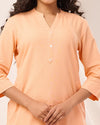 Peach Breathable Linen Long Kurta