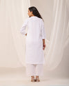 White Breathable Linen Long Kurta
