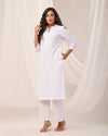 White Breathable Linen Long Kurta