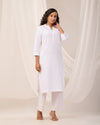 White Breathable Linen Long Kurta