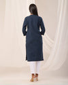 Navy Blue Breathable Linen Long Kurta