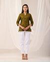 Olive Green Breathable Linen Short Kurta