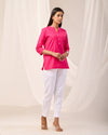 Hot Pink Breathable Linen Short Kurta