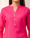 Hot Pink Breathable Linen Short Kurta