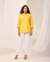 Yellow Breathable Linen Short Kurta