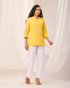 Yellow Breathable Linen Short Kurta