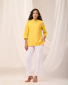 Yellow Breathable Linen Short Kurta