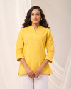 Yellow Breathable Linen Short Kurta