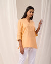 Peach Breathable Linen Short Kurta