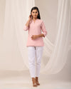 Salmon Pink Breathable Linen Short Kurta