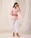 Salmon Pink Breathable Linen Short Kurta
