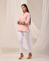 Salmon Pink Breathable Linen Short Kurta