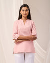 Salmon Pink Breathable Linen Short Kurta