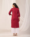 Maroon Breathable Linen Long Kurta