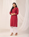 Maroon Breathable Linen Long Kurta