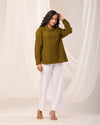 Olive Green Casual linen Shirt