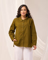Olive Green Casual linen Shirt