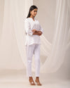 White Breathable Linen Short Kurta